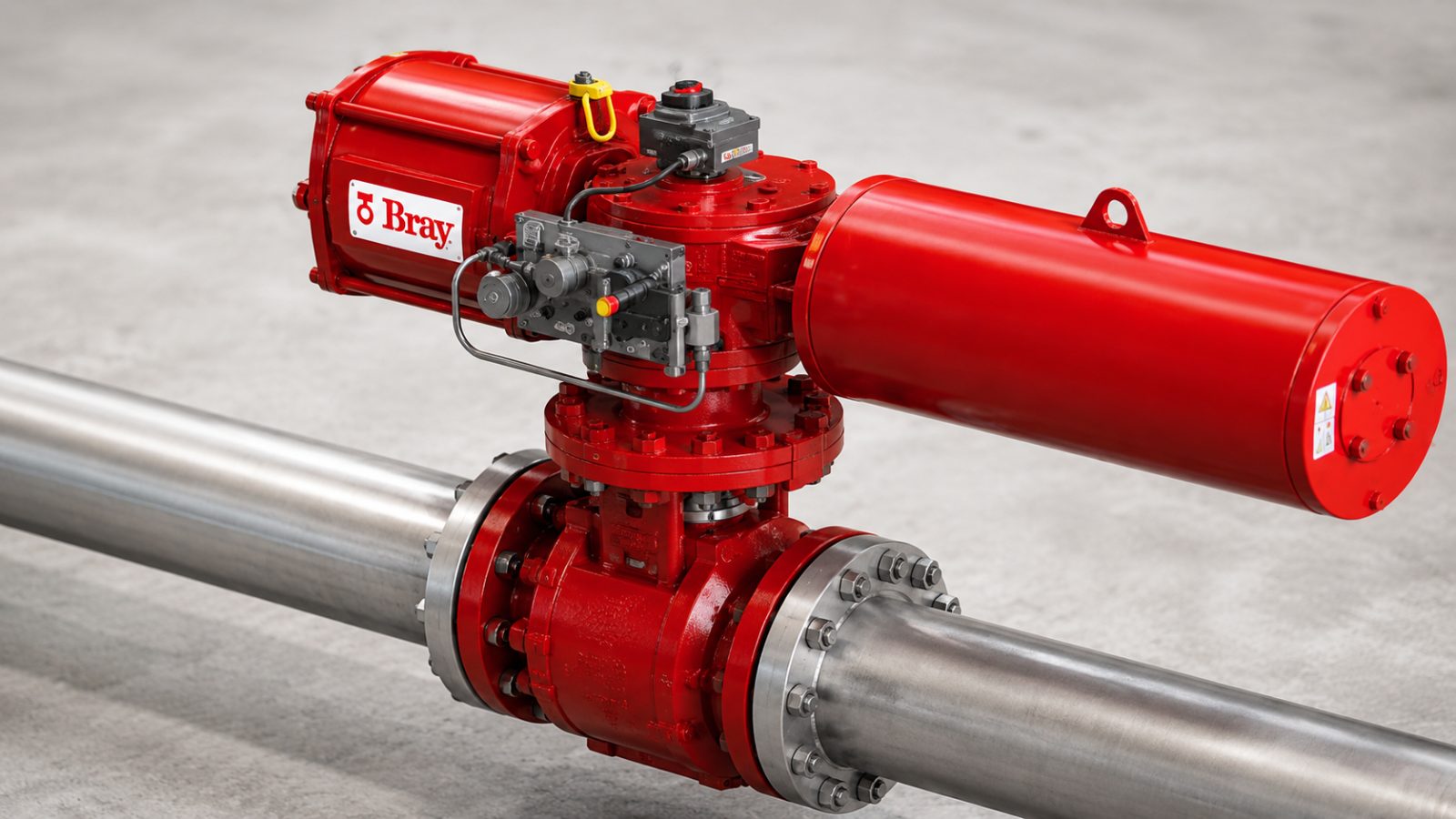 Bray actuated severe-service ball valve installed on a high-pressure process line